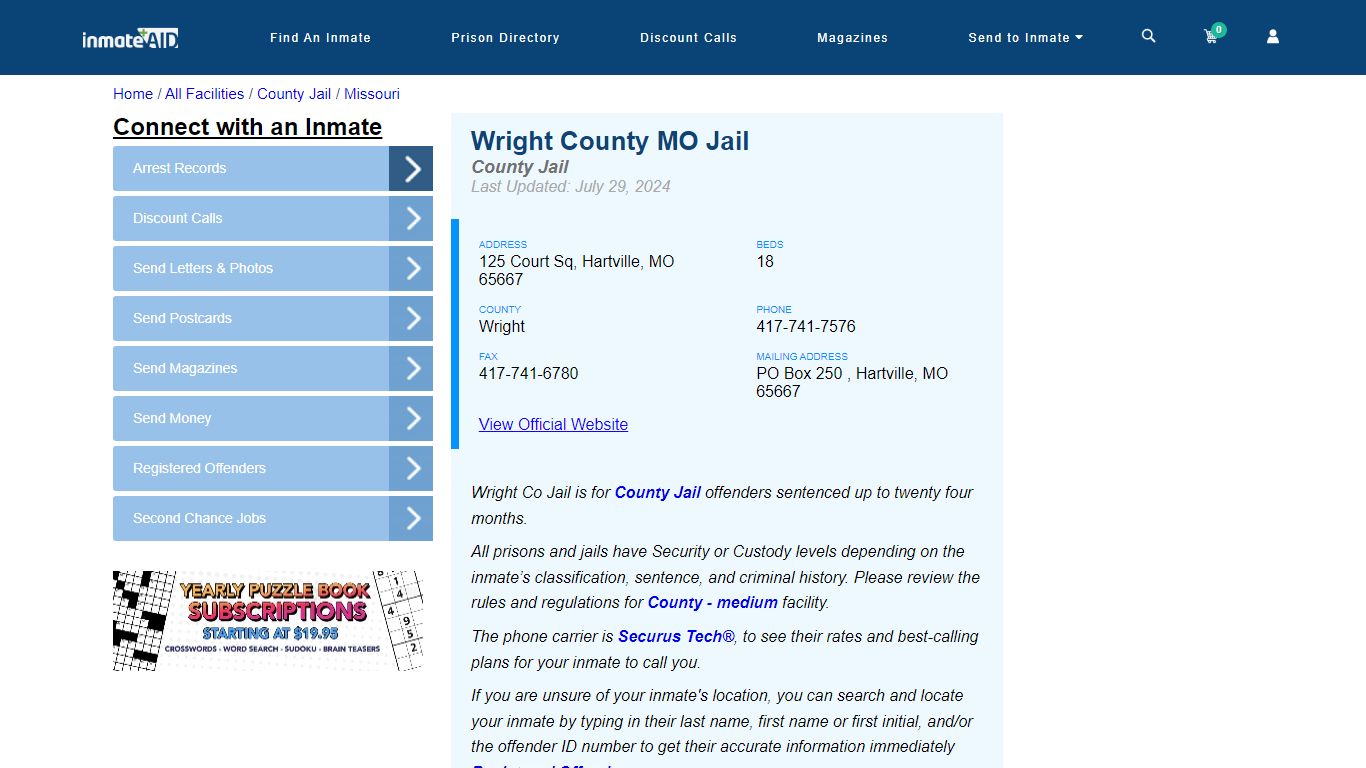 Wright County MO Jail - Inmate Locator